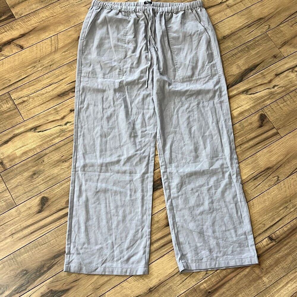 NWT Coofandy size XXL light gray cotton wide leg pants linen look